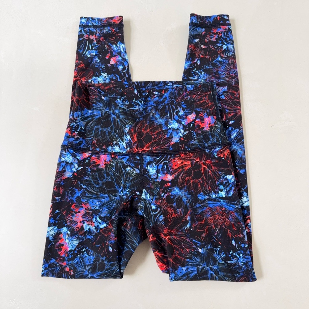Lululemon Neon Blossom Fast Free Crop II Leggings 6